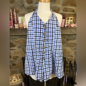 Urban Outfitters Plaid Halter Romper